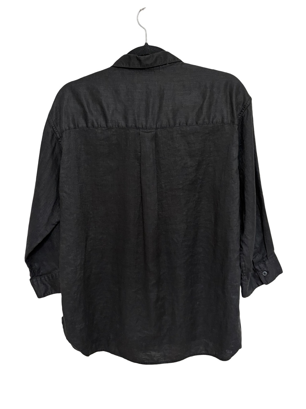 Uniqlo Women’s 100% Premium Linen Skipper Popover Shirt in Black - Size M - Picture 3 of 7